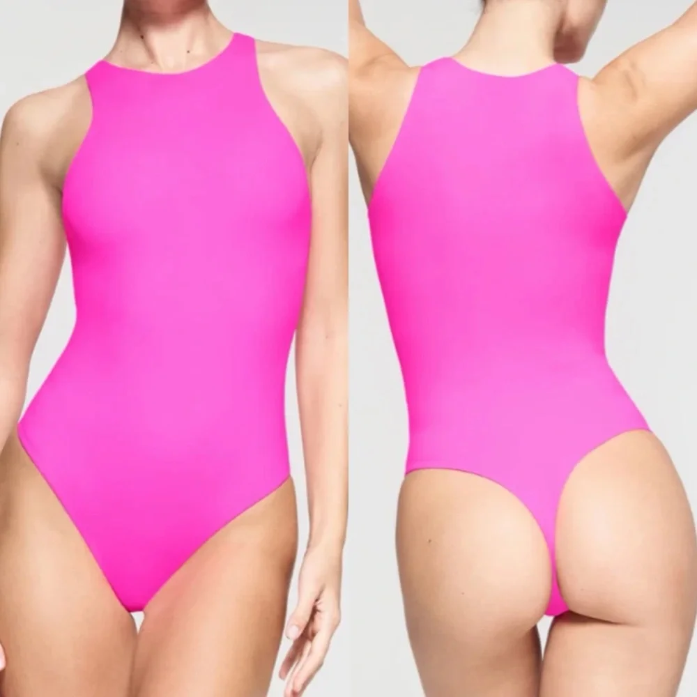 Skims Fits Everybody Bodysuit Neon Pink SZ S